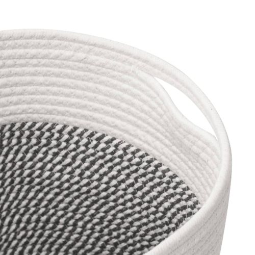 Paniers De Rangement 2 Pièces Gris Et Blanc D.28x28 Cm Coton