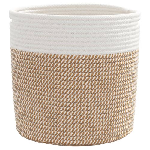 Paniers De Rangement 2 Pièces Marron Et Blanc D.28x28 Cm Coton