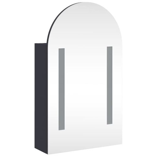 Armoire De Bain À Miroir Avec LED Arquée Gris 42x13x70 Cm