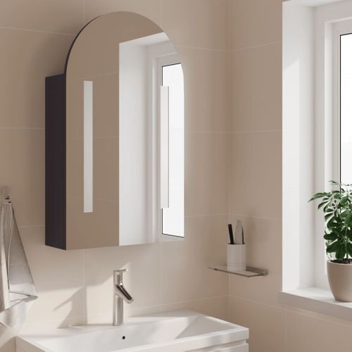 Armoire De Bain À Miroir Avec LED Arquée Gris 42x13x70 Cm