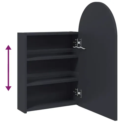 Armoire De Bain À Miroir Avec LED Arquée Gris 42x13x70 Cm