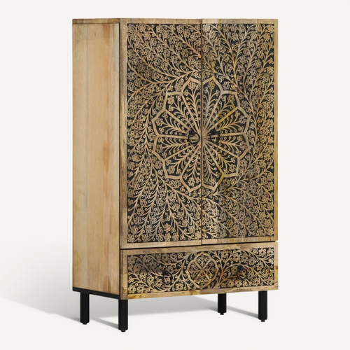 Buffet 60x33x100 Cm Bois De Manguier Massif