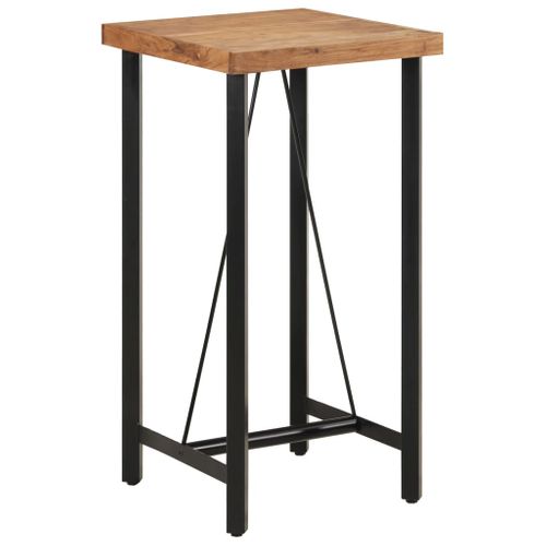 Table De Bar 55x55x107 Cm Bois Massif D'acacia Et Fer