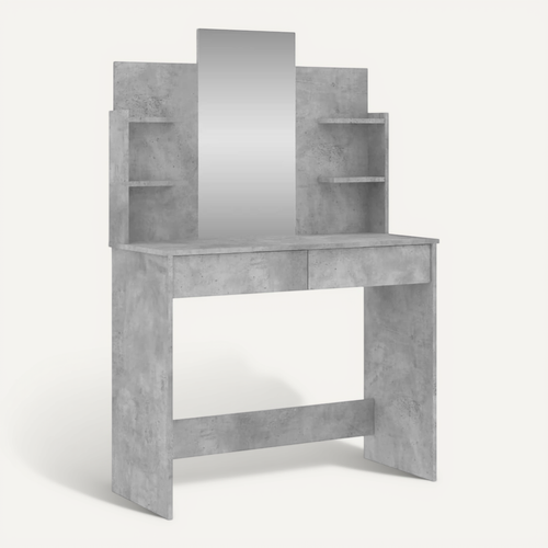 Coiffeuse Avec Miroir Gris Béton 96x39x142 Cm