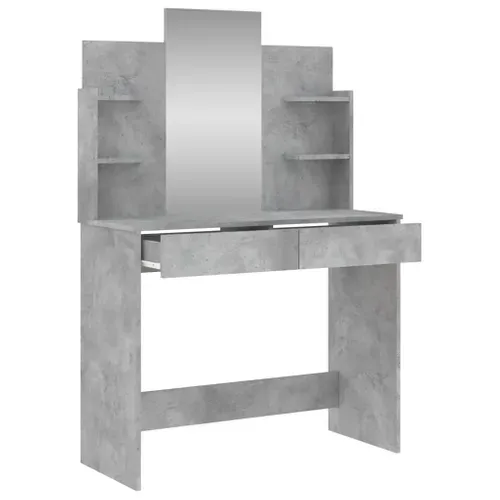 Coiffeuse Avec Miroir Gris Béton 96x39x142 Cm