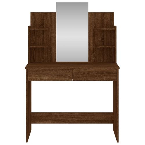 Coiffeuse Avec Miroir Chêne Marron 96x39x142 Cm