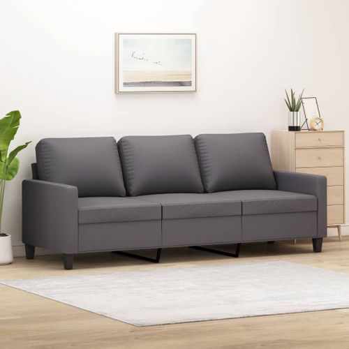 Canapé à 3 Places Gris 180 Cm Similicuir