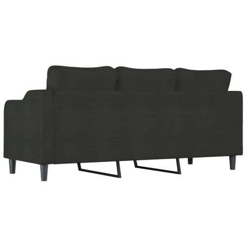 Canapé 3 Places Noir 180 Cm Tissu Mousse Métal Confort