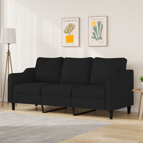 Canapé 3 Places Noir 180 Cm Tissu Mousse Métal Confort