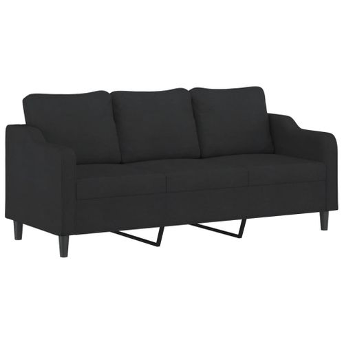 Canapé 3 Places Noir 180 Cm Tissu Mousse Métal Confort
