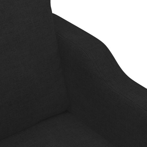 Canapé 3 Places Noir 180 Cm Tissu Mousse Métal Confort