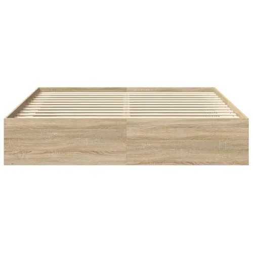Cadre De Lit 200x200 Cm Sonoma Chêne Bois Massif Robuste Design Contemporain