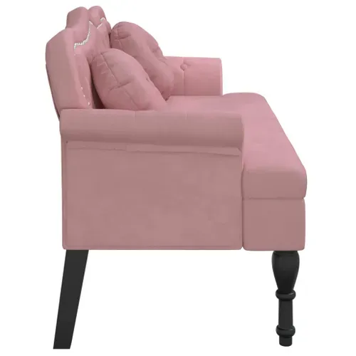 Banc Avec Coussins Rose 120,5x65x75 Cm Velours