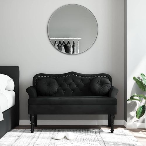 Banc Avec Coussins Noir 120,5x65x75 Cm Velours