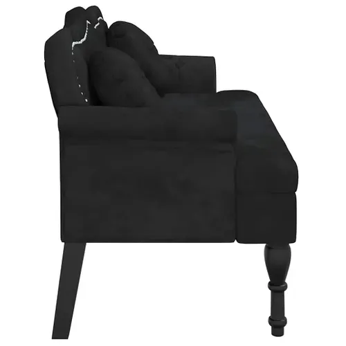 Banc Avec Coussins Noir 120,5x65x75 Cm Velours