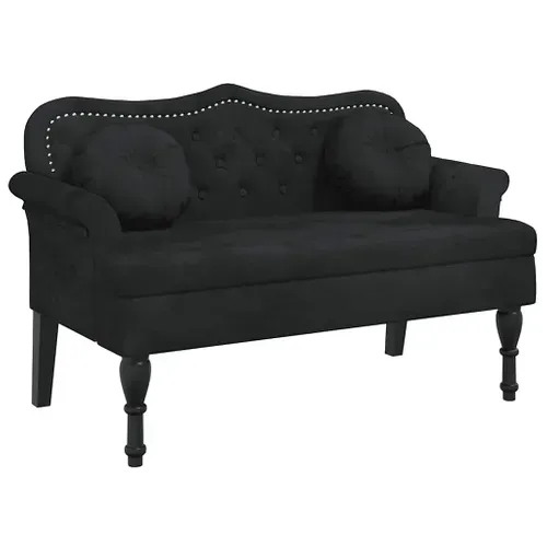 Banc Avec Coussins Noir 120,5x65x75 Cm Velours