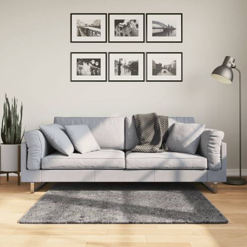 Tapis Huarte À Poils Courts Doux Lavable Anthracite 120x120 Cm