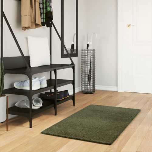 Tapis Huarte À Poils Courts Doux Et Lavable Vert Forêt 60x110cm