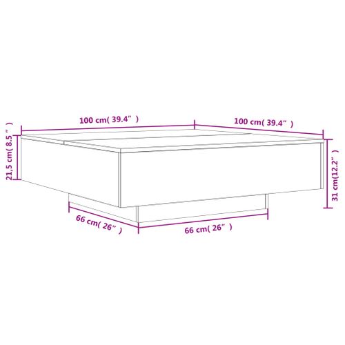 Table Basse Sonoma Chêne 100x100x31 Cm Bois Contreplaqué