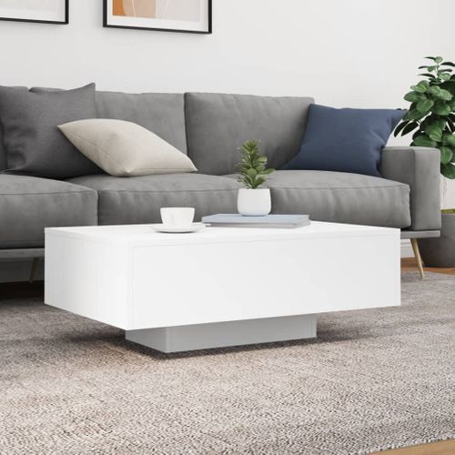 Table Basse Avec Lumières LED Blanc 85x55x31 Cm