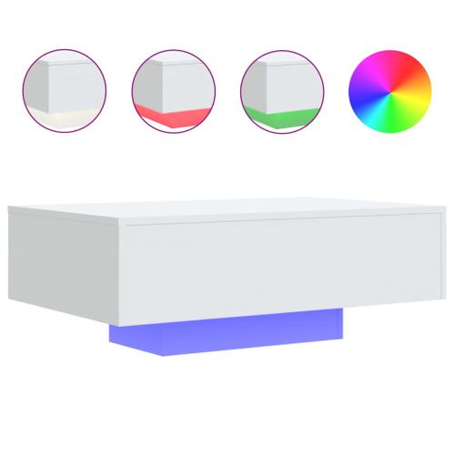 Table Basse Avec Lumières LED Blanc 85x55x31 Cm