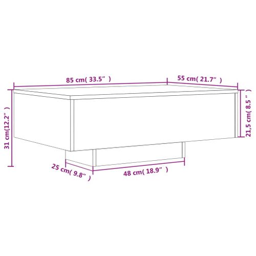 Table Basse Avec Lumières LED Blanc 85x55x31 Cm