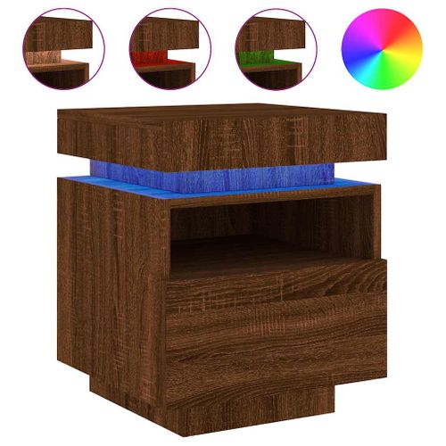 Armoire De Chevet Avec Lumières LED Chêne Marron 40x39x48,5 Cm