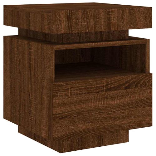 Armoire De Chevet Avec Lumières LED Chêne Marron 40x39x48,5 Cm