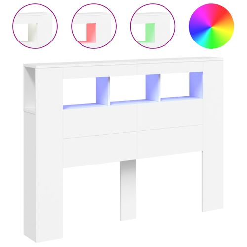Tête De Lit LED Blanc 140x18,5x103,5 Cm Bois Contreplaqué