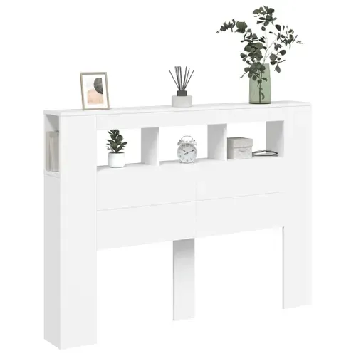 Tête De Lit LED Blanc 140x18,5x103,5 Cm Bois Contreplaqué