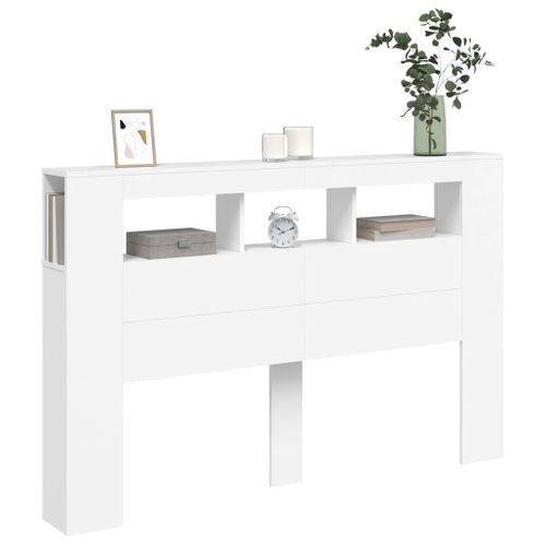 Tête De Lit LED Blanc 160x18,5x103,5 Cm Bois Contreplaqué