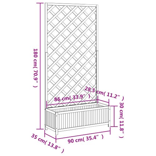 Jardinière Avec Treillis Marron Bois Massif De Sapin Pot à Plantes Boîte à Fleurs Jardin