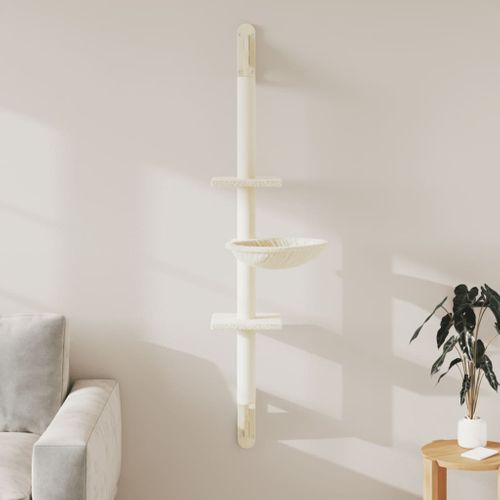 Arbre à Chat Mural Avec Griffoir Crème 142,5 Cm