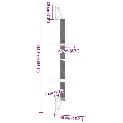 Arbre à Chat Mural Avec Griffoir Crème 142,5 Cm