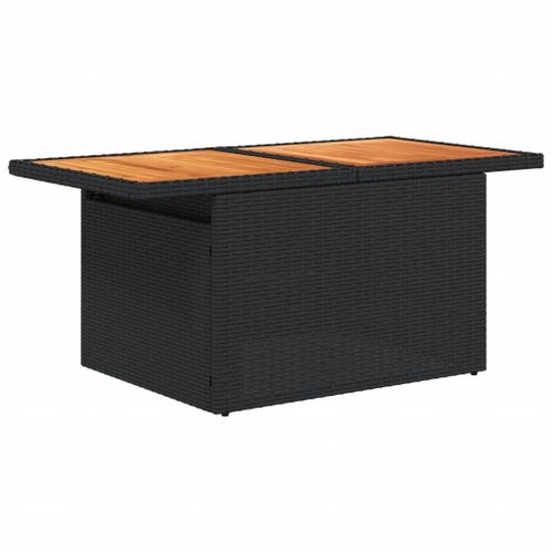Table Basse De Jardin Relevable En Résine Tressée Et Bois - 100x55x75 Cm - Noir
