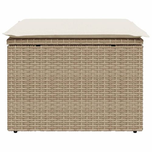 Tabouret De Jardin Avec Coussin Beige 55x55x37cm Résine Tressée