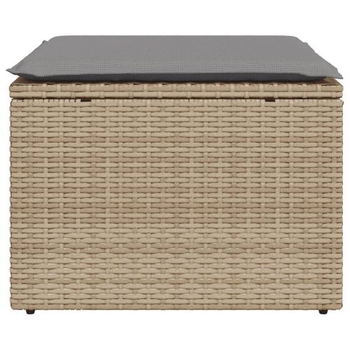 Tabouret De Jardin Avec Coussin Beige 55x55x37cm Résine Tressée