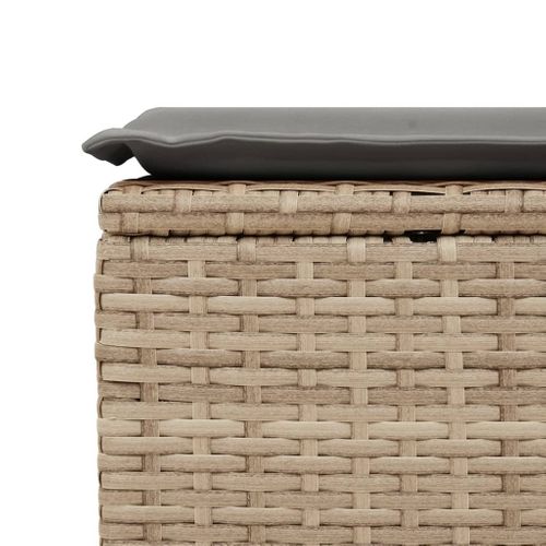 Tabouret De Jardin Avec Coussin Beige 55x55x37cm Résine Tressée