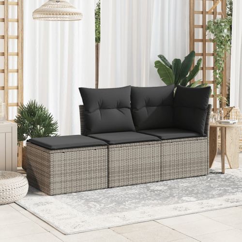 Tabouret De Jardin Avec Coussin Gris 55x55x37 Cm Résine Tressée