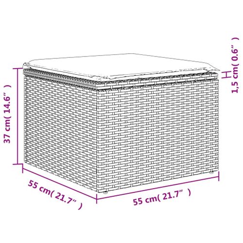 Tabouret De Jardin Avec Coussin Gris 55x55x37 Cm Résine Tressée