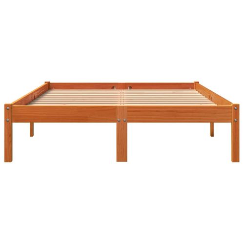 Cadre De Lit 140x190 Cm Bois Pin Massif Cire Marron