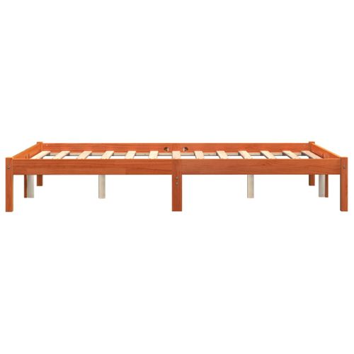 Cadre De Lit 140x190 Cm Bois Pin Massif Cire Marron