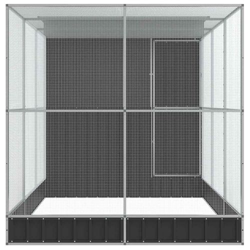 Volière Avec Extension 416x203x216 Cm Acier Galvanisé Gris Anthracite Robuste