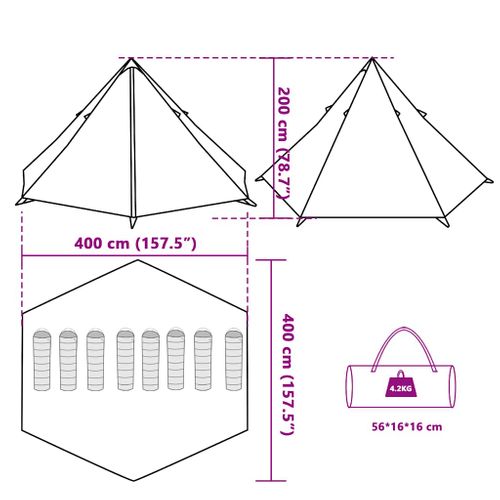 Tente Familiale Tipi 8 Personnes Bleu Imperméable