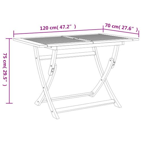 Table De Jardin Pliable 120x70x75 Cm Bois D'acacia Solide Meuble De Terrasse Patio Extérieur