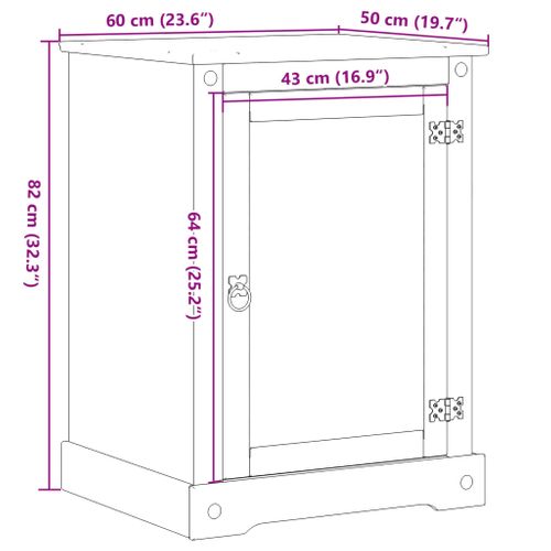 Meuble Hifi Corona 60x50x82 Cm Bois De Pin Massif