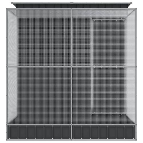 Volière Avec Extension 209x203x216 Cm Acier Galvanisé Gris Anthracite Solide