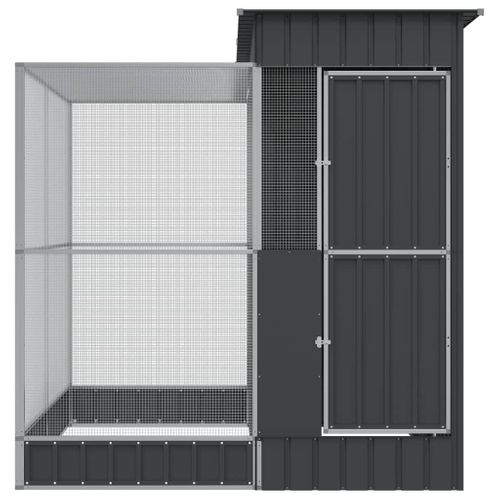 Volière Avec Extension 209x203x216 Cm Acier Galvanisé Gris Anthracite Solide