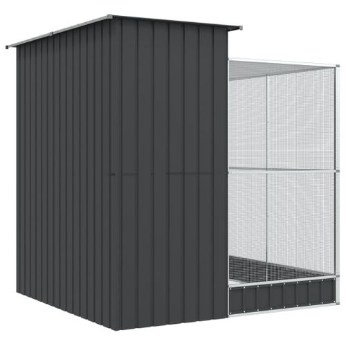 Volière Avec Extension 209x203x216 Cm Acier Galvanisé Gris Anthracite Solide