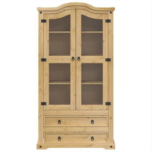Vitrine En Verre Corona 99x43x187 Cm Bois Massif De Pin
